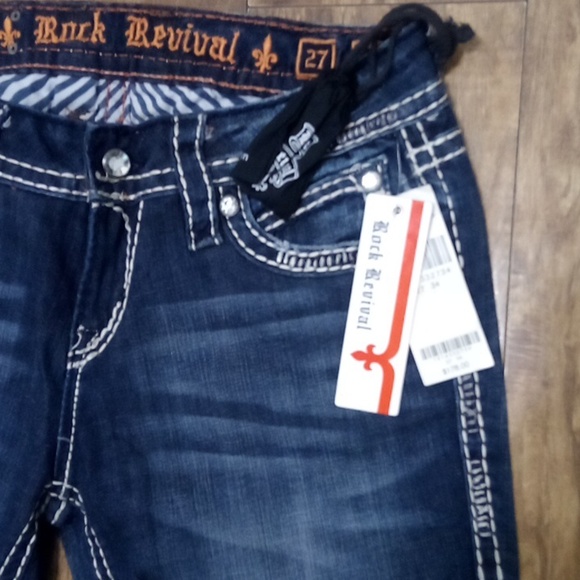 Rock Revival Women's Jeans 27 Easy Boot Embellished Shimmer Luna NWT DEFECT - Picture 4 of 10